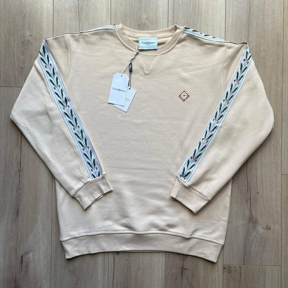 Small Casablanca Men's Cream Banded Sweaters Cotton